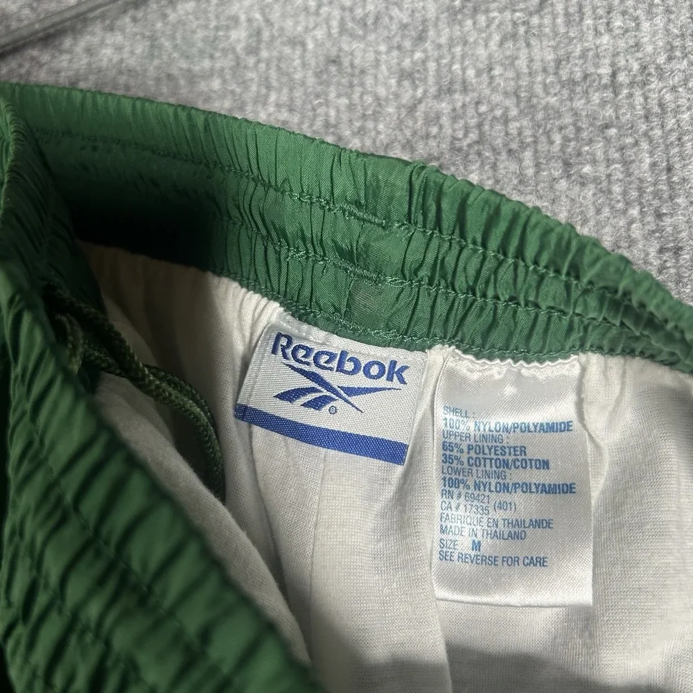 Vintage 90's Reebok Nylon‎ Track Pants Size Medium Green Logo Embroidered